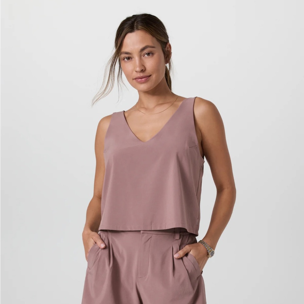 Vuori Villa Cropped V-Neck Sleeveless Tank Top S NWT
